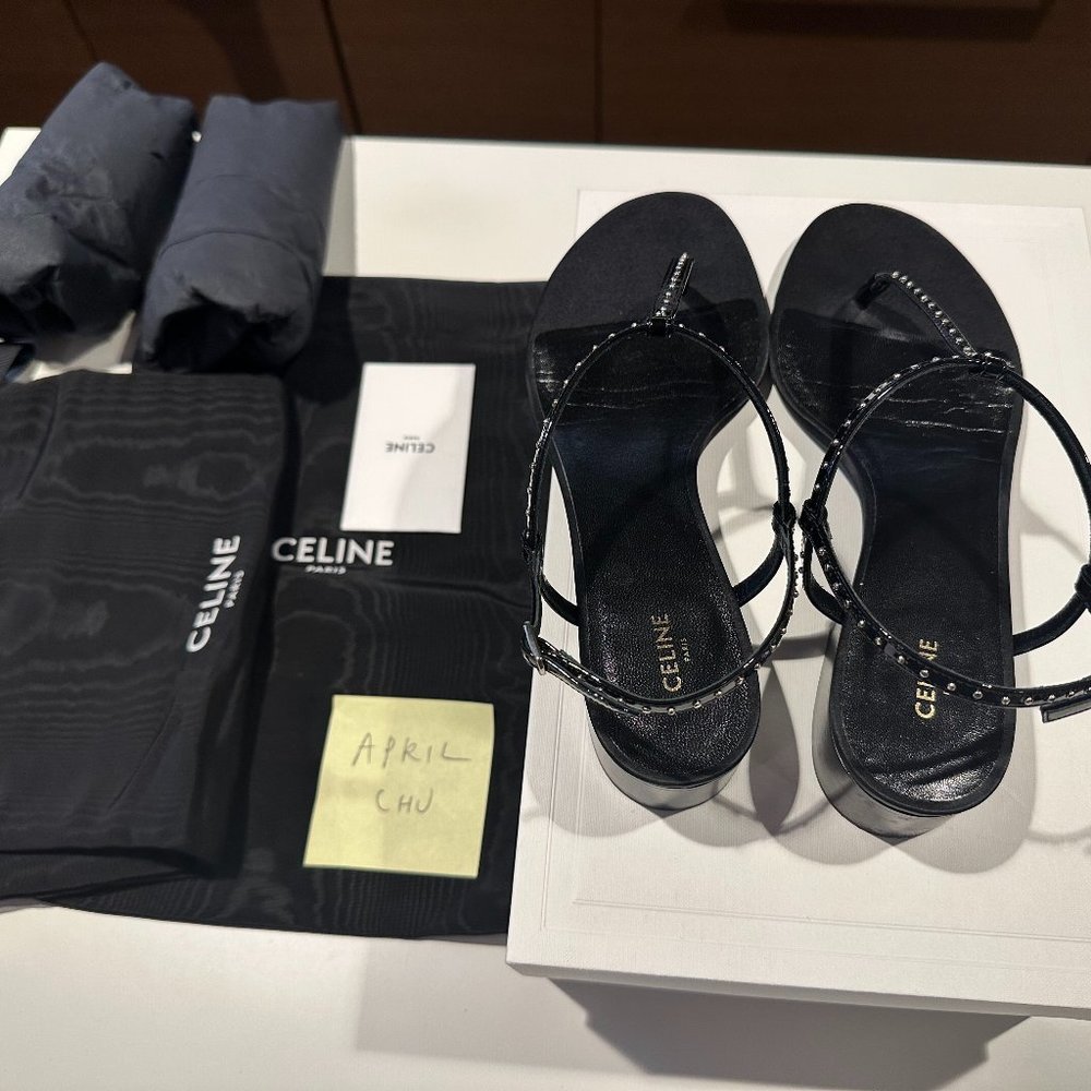 CELINE Sharp Sandal In Patent Calfskin